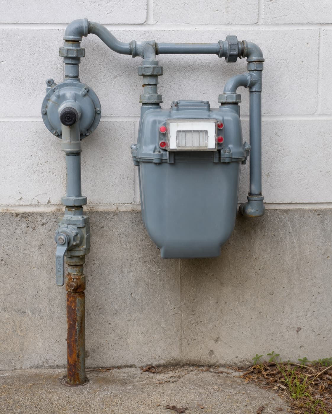 Gas meter assembly with AI component annotations